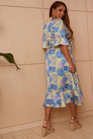 Zara floral print shop dress yellow