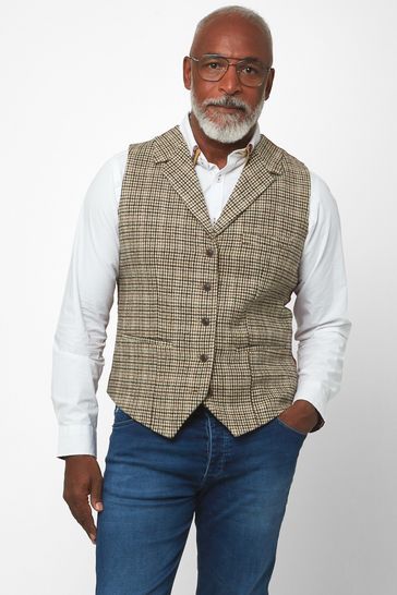 Joe Browns Brown Confidently Cool Check Waistcoat