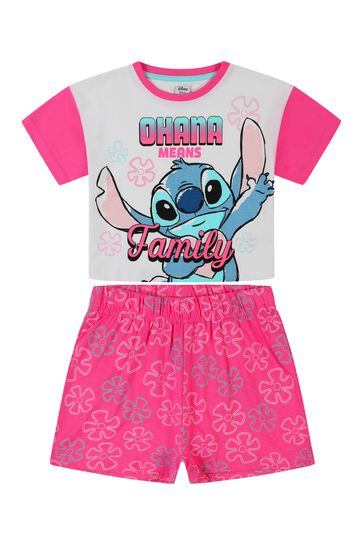 Kid Genius Pink Disney Stitch Ohana Means Family Short Pyjama Set