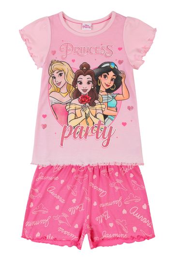 Kid Genius Pink Disney Princess Party Ruffle Short Pyjama Set