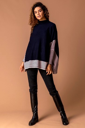 Buy Roman Stripe Knit Poncho Jumper 