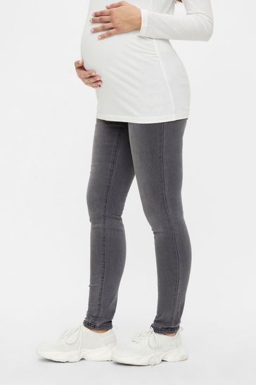Mamalicious Grey Maternity Over The Bump Slim Fit Jeans