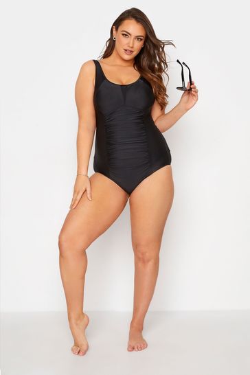 Yours Curve Ruched Mesh Tummy Control Swimsuit