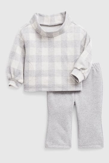 Gap Grey Cosy Plaid Baby Outfit Set