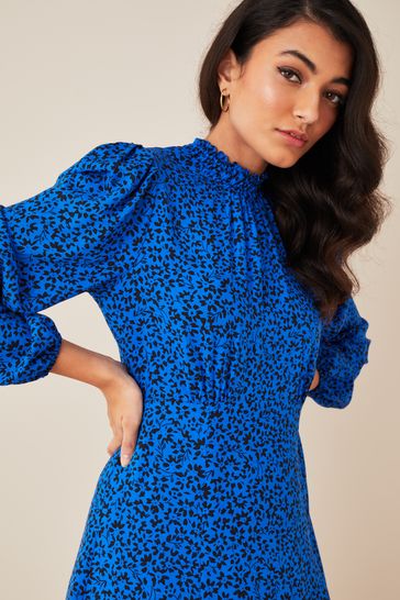 Blue long sleeve mini dress hotsell