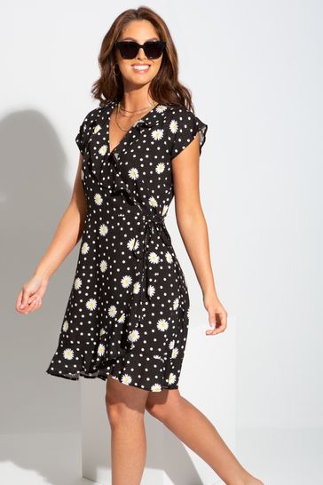 Woven wrap dress clearance