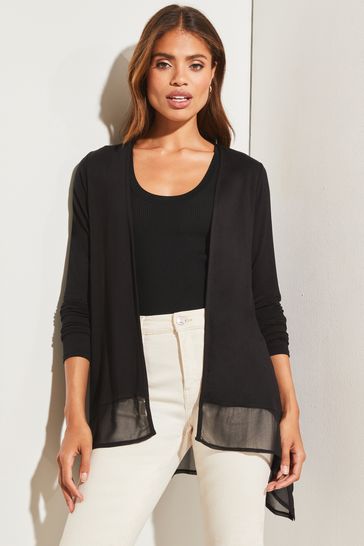 Sheer top waterfall cardigan