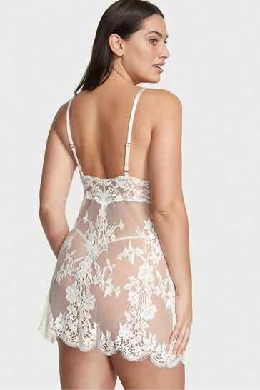 Victoria s Secret White Sheer Lace Slip