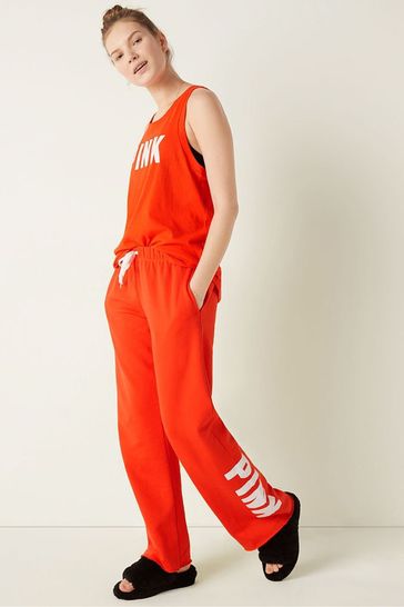 Victoria's Secret PINK Bright Tomato Orange Everyday Lounge Heritage Joggers