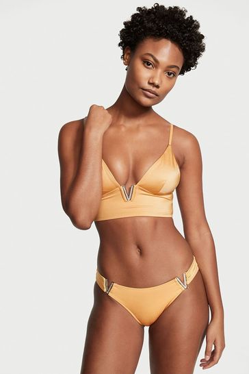 Gold triangle bikini top sales