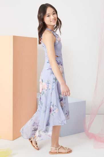 Blue floral chiffon maxi dress 2025