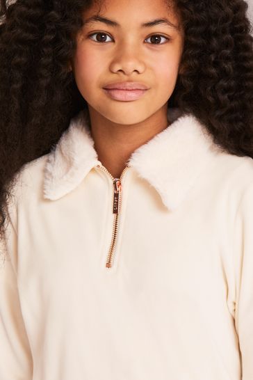 Faux fur half zip pullover hot sale