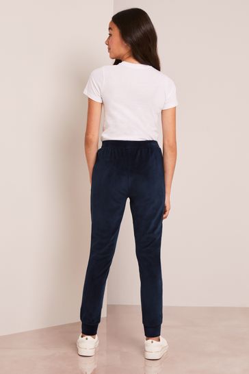Navy velvet joggers sale