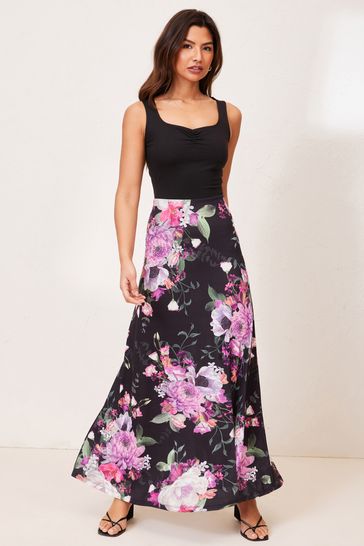 Lipsy Floral Print Regular 2 In 1 Jersey Maxi Dress