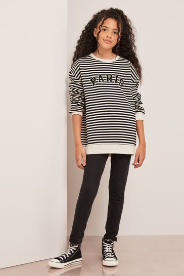Lipsy Black White Crew Neck Slogan Sweatshirt