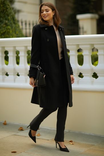 Double breasted belted coat store