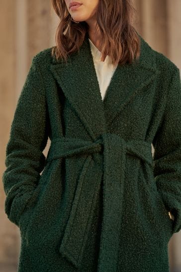 Green belted sales wrap coat