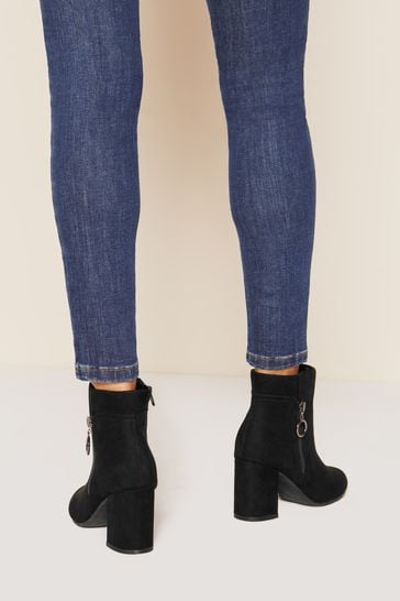 Block heel zip side ankle boots 2025