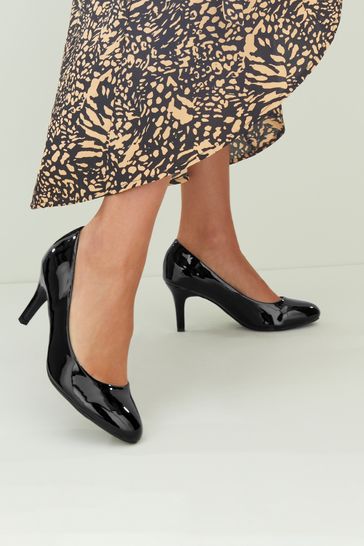 Friends Like These Black Patent Regular Fit Low Heel Court Shoes