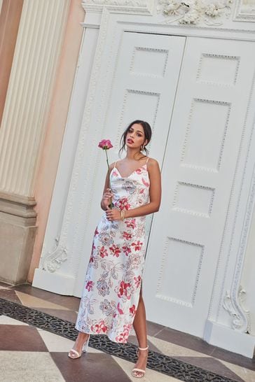 Cream cowl neck dress clearance
