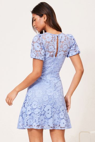 Buy Lipsy Cornflower Lace Puff Sleeve Mini Tea Dress from Next Denmark
