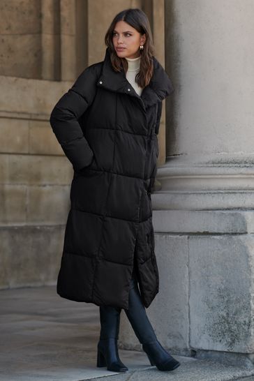 Buy Lipsy Black High Neck Waisted Duvet Puffer from Next Luxembourg