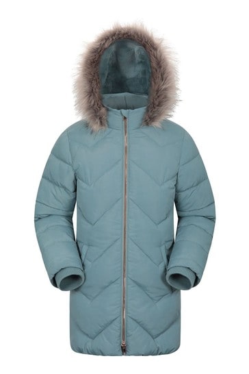 Mountain Warehouse Teal Galaxy Kids Water-Resistant Long Padded Jacket