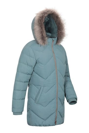 Mountain Warehouse Teal Galaxy Kids Water Resistant Long Padded Jacket