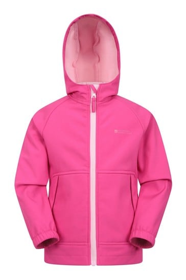 Mountain Warehouse Bright Pink Oversized Pocket Kids Softshell Jacket