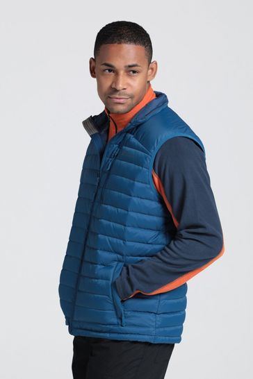 Mountain Warehouse Blue Black Henry II Extreme Mens Down Padded Gilet