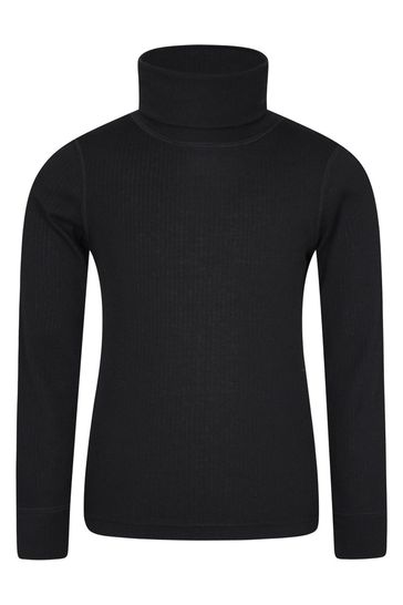 Mountain Warehouse Black Talus Kids Roll Neck Thermal Top