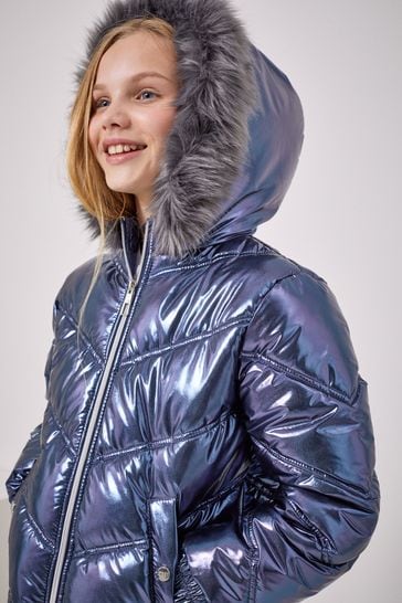 Girls high top shine padded coat