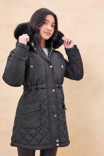 Lipsy luxe faux fur trimmed hood parka best sale