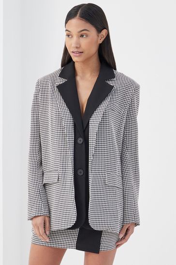 4th Reckless Ladies Check Print Button Blazer