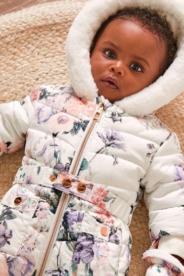 Buy Lipsy White Floral Baby Snowsuit from Next Ireland
