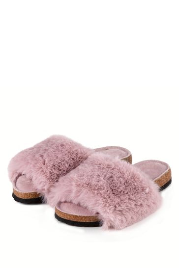 Buy Totes Pink Ladies Faux Fur Sliders from Next Luxembourg