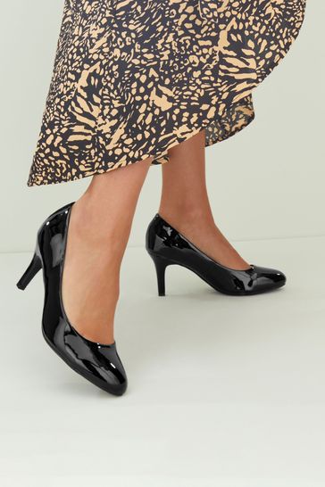Friends Like These Black Patent Wide FIt Low Heel Court Shoes