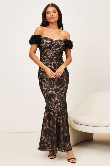Lipsy Black Premium Fishtail Maxi Dress
