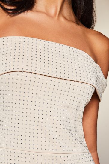 Lipsy bridal petite shop diamanté bardot maxi dress