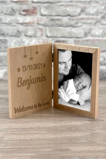Personalised New Born Engraved Wooden Picture Frame by Izzy Rose