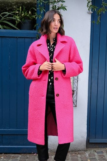 Love & Roses Pink Long Boucle Coat