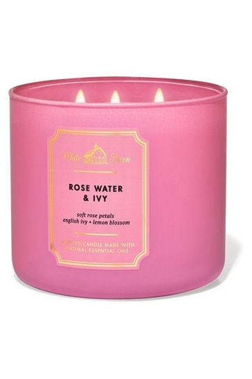 Bath & Body Works Rose Water & Ivy 3 Wick Scented Candle 411g