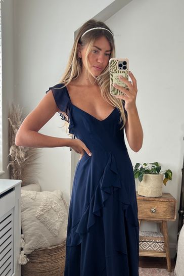 Blue strappy maxi online dress