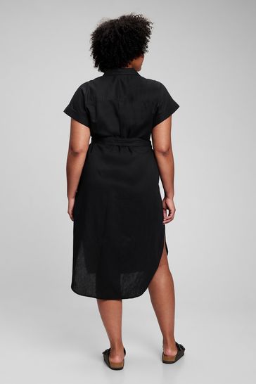 Black linen shirt dress 2024 uk