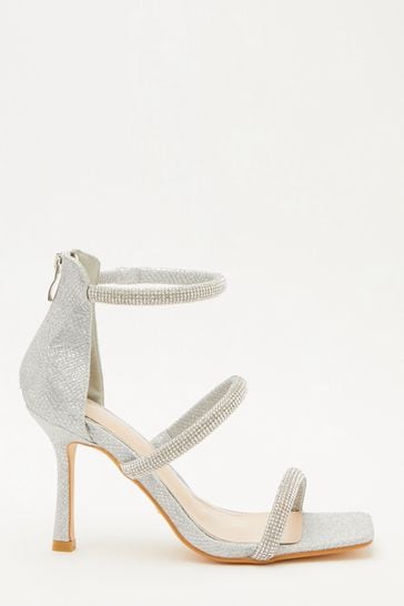 Quiz silver shimmer sandals top