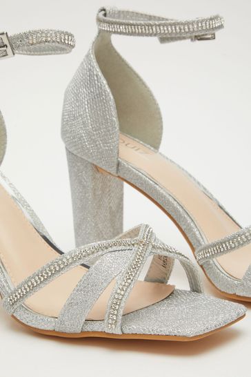 Quiz silver block best sale heels