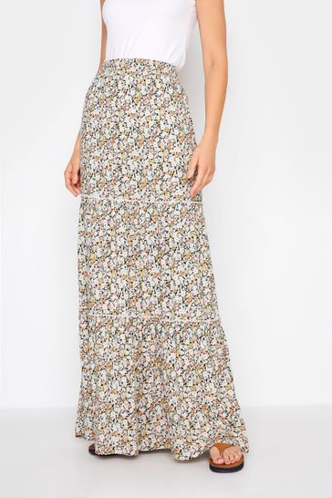 Long Tall Sally Neutral Floral Print Tiered Maxi Skirt
