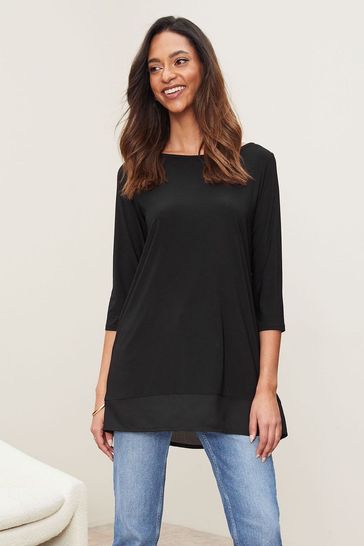 Buy Lipsy Black Dipped Back Tunic Top from Next Luxembourg