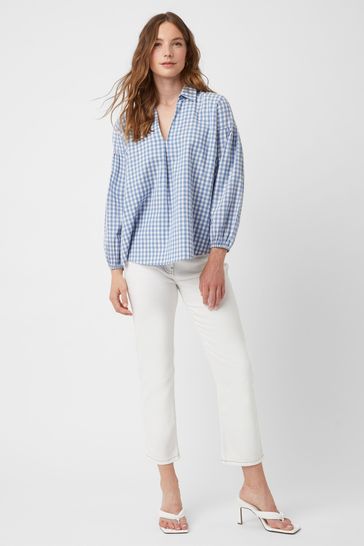 Buy Great Plains Blue Classic Gingham Shirt from Next Luxembourg