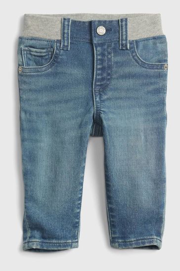 Gap Mid Wash Blue Knitted Waistband Slim Jeans - Baby